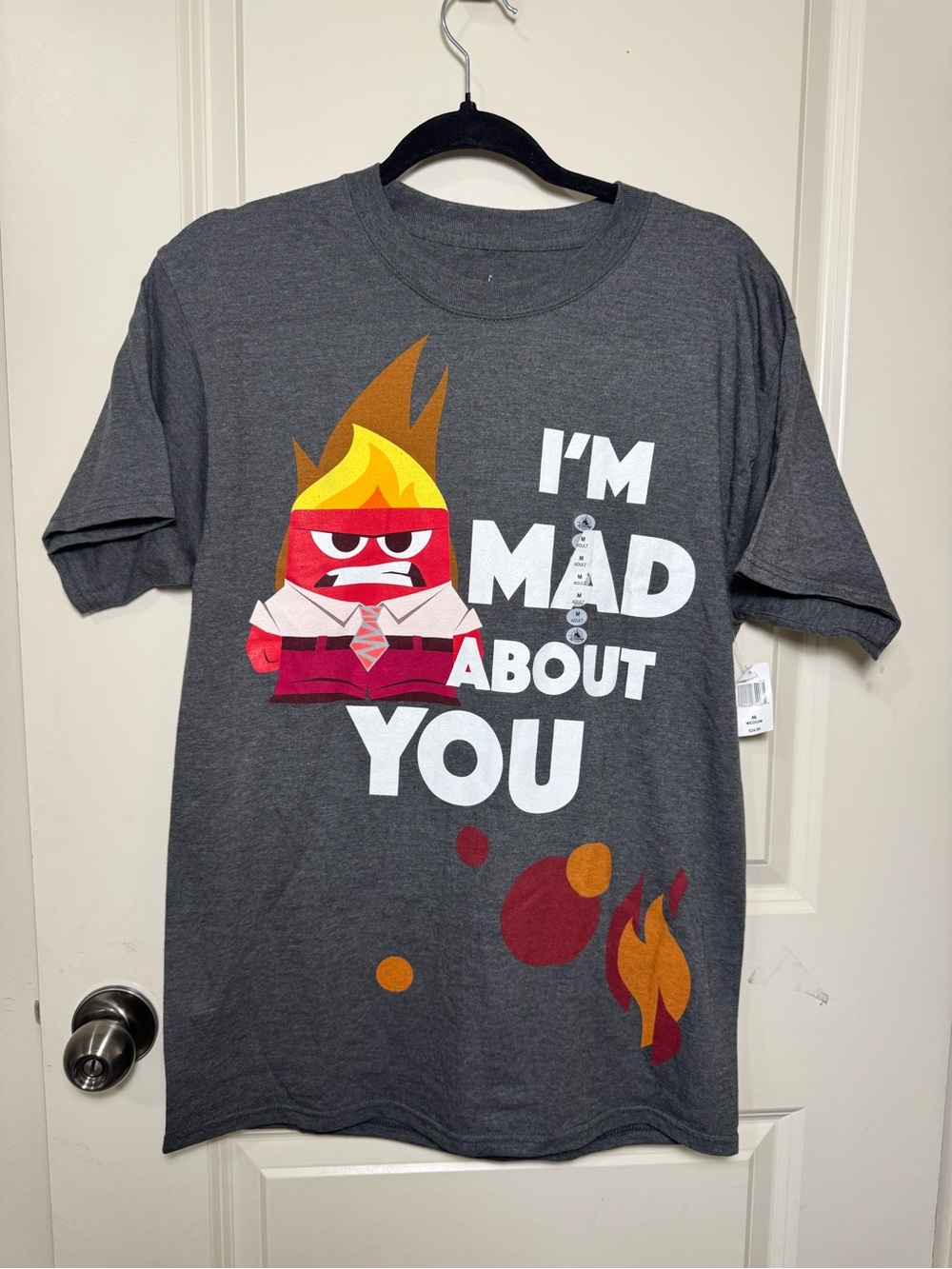 Disney Parks Pixar Inside Out “I’m Mad About You” Gray Unisex Adult T-Shirt M